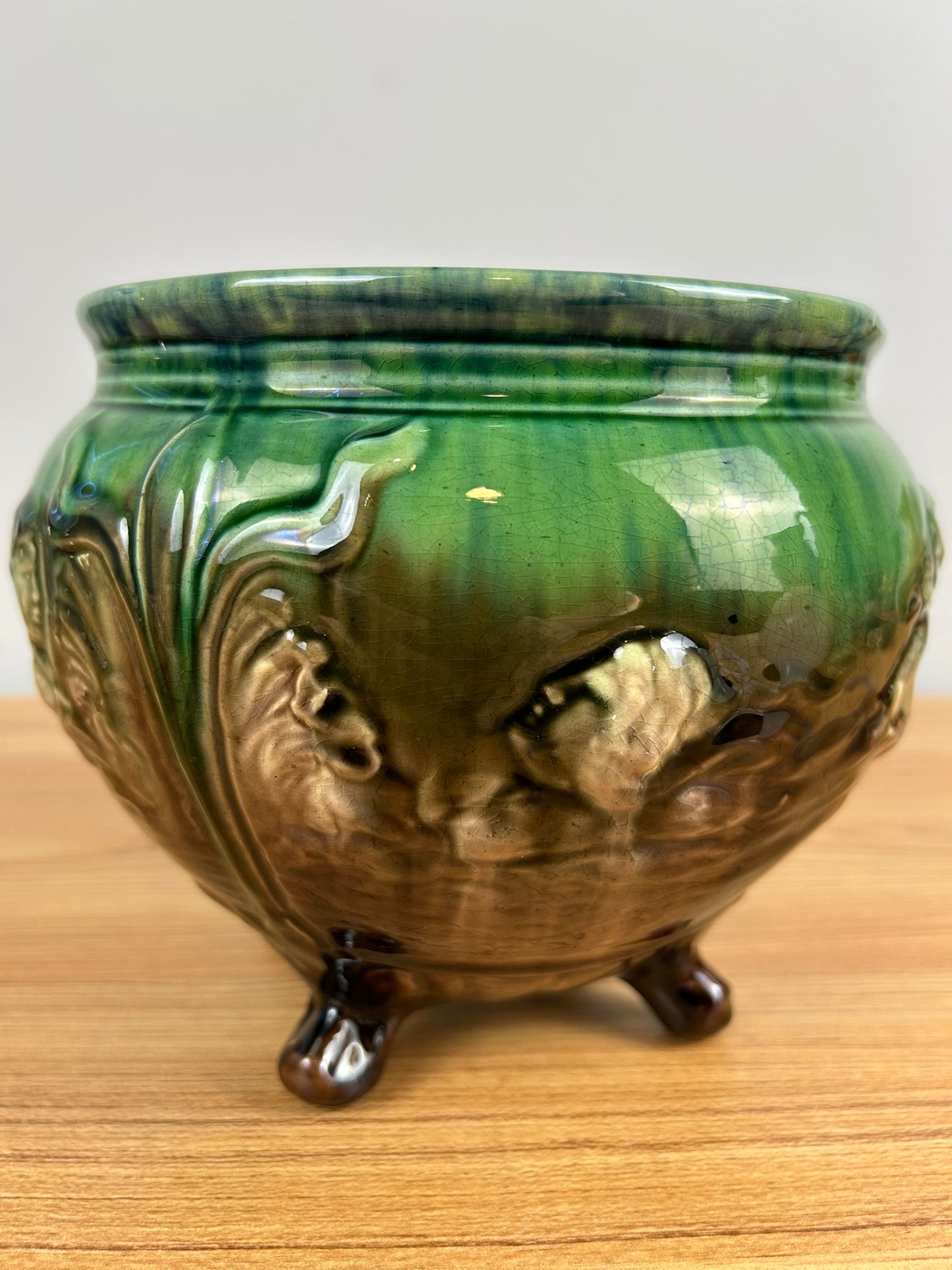 Weller Pottery Sea Sirens Footed Majolica Jardiniere Planter Art Nouveau Mermaid