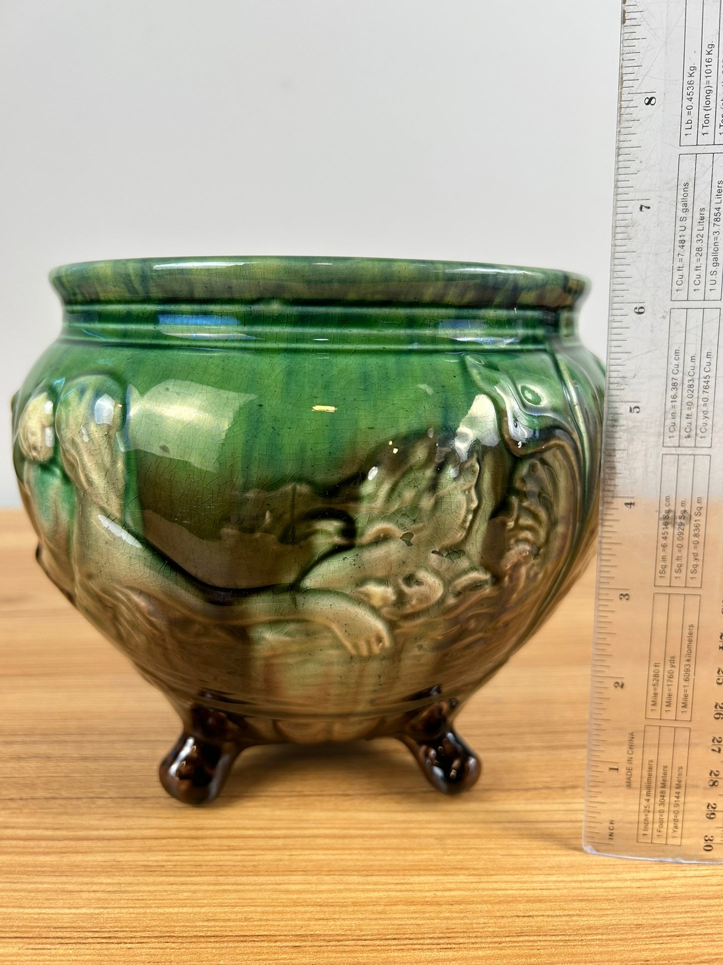 Weller Pottery Sea Sirens Footed Majolica Jardiniere Planter Art Nouveau Mermaid