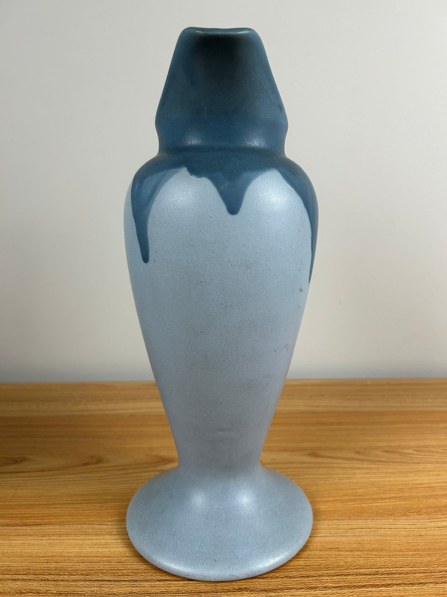 Antique Roseville Carnelian I Pitcher Ewer 1313 Blue Drip Glaze 13”
