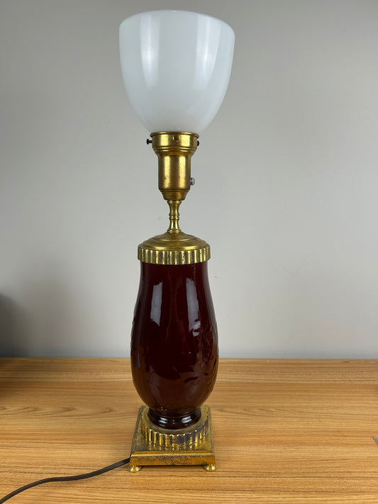 Rookwood Pottery 1947 Shape 6890 Oxblood Red Factory Lamp Floral Design