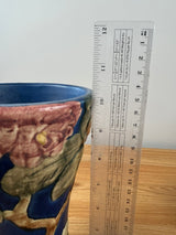 Vintage Weller Pottery Flemish Rhododendron Vase, Blue/Tan/Green 10” Excellent