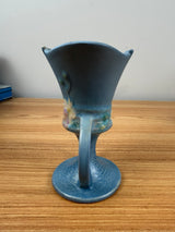 Roseville Cosmos Art Pottery Blue Double Handled Vase #945-5"