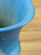 Roseville Cosmos Art Pottery Blue Double Handled Vase #945-5"