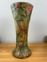 Vintage Weller Pottery Flemish Rhododendron Floor Vase /Tan/Green 16” Excellent