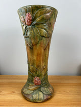 Vintage Weller Pottery Flemish Rhododendron Floor Vase /Tan/Green 16” Excellent