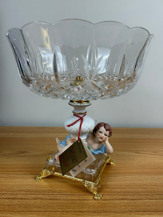 Garanzia CRE ART Italian Crystal Capodimonte Porcelain Compote New With Tag