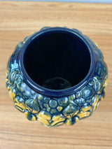 Brush McCoy Amaryllis Art Pottery Dark Blue Majolica Cabinet Vase