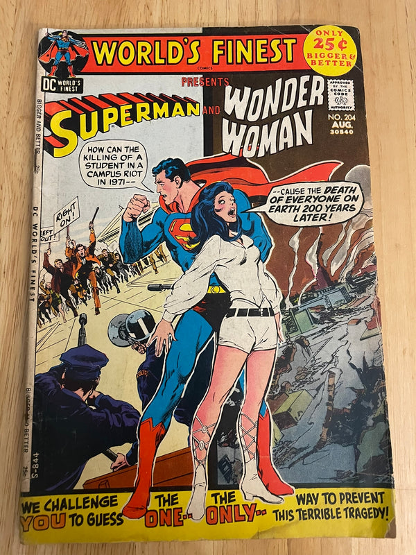 WORLD'S FINEST Superman & Wonder Woman DC Comic Book No. 204 Aug 1971