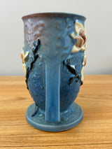 Roseville Art Pottery Blue Magnolia Flower Double Handle 6"H Vase 87-6