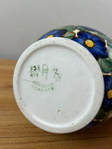 Royal Copenhagen Danish Aluminia Faience Vase with Hand-Painted Flowers #838/414