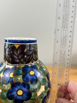 Royal Copenhagen Danish Aluminia Faience Vase with Hand-Painted Flowers #838/414