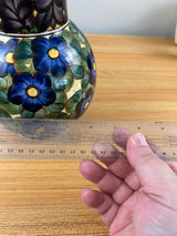 Royal Copenhagen Danish Aluminia Faience Vase with Hand-Painted Flowers #838/414