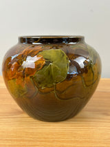 JB Owens Utopian Standard Glaze 1900s Hand Painted Floral Bulbous Vase