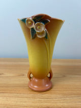 Roseville Pottery Mid Century Art Pottery Mock Orange Yellow Vase 980-6