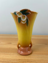 Roseville Pottery Mid Century Art Pottery Mock Orange Yellow Vase 980-6
