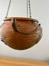 Roseville Bushberry Russet Art Pottery Hanging Basket With Chains 465-5