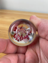 VINTAGE GIBSON ART GLASS TEARDROP HAND BLOWN RED TRUMPET FLOWER PAPERWEIGHT