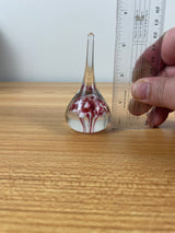 VINTAGE GIBSON ART GLASS TEARDROP HAND BLOWN RED TRUMPET FLOWER PAPERWEIGHT