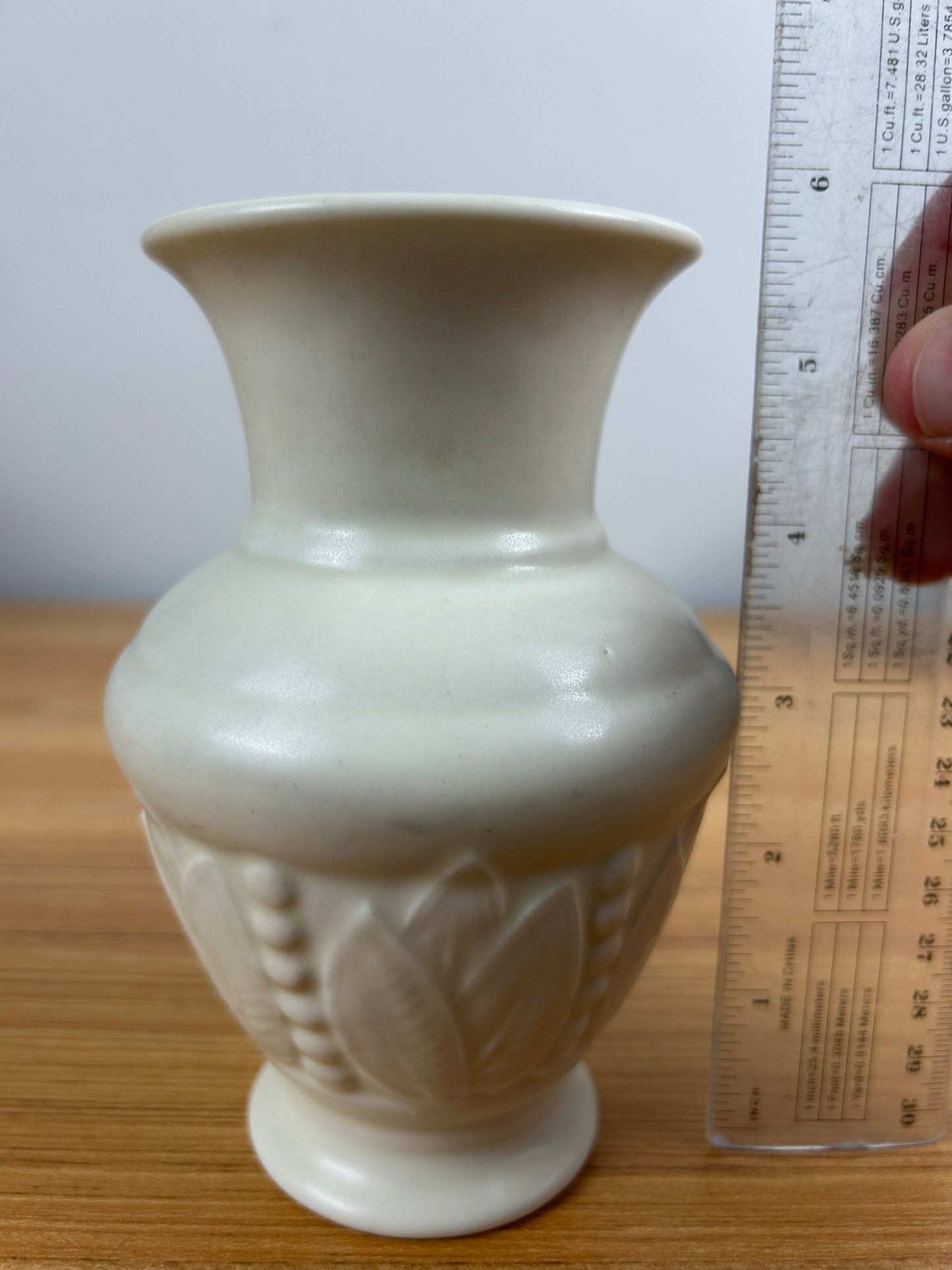 Rookwood Art Pottery 1935 White Vase #6416 Leaf Paneled Art Deco