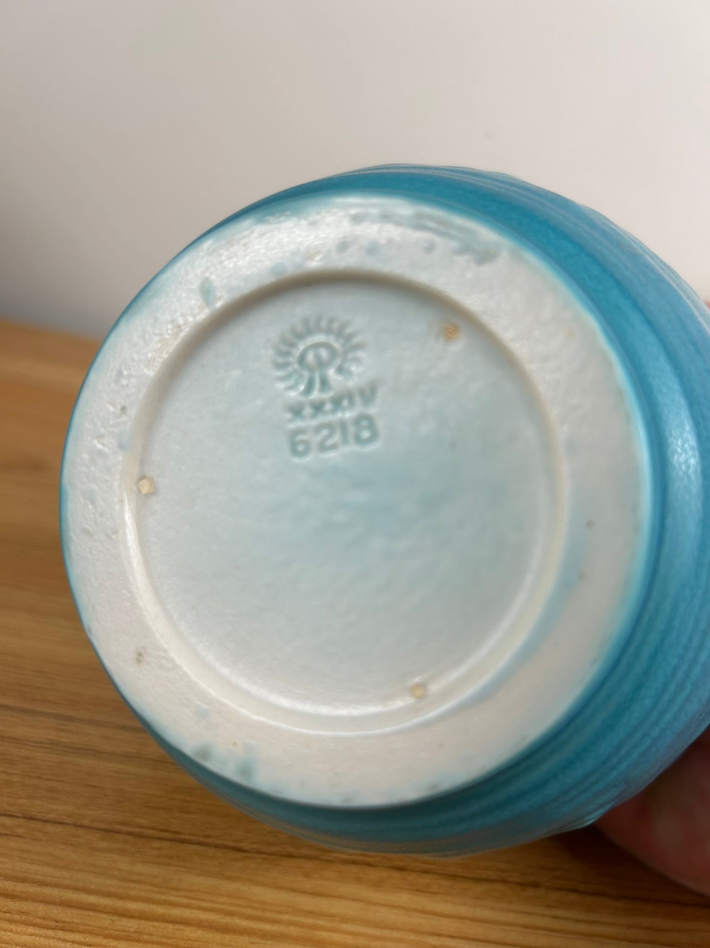Rookwood Pottery 1934 Vase #6218 Seafoam Blue 6 1/4" Floral Motif