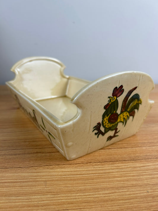 Metlox Poppytrail Mid Century Modern Green Rooster Bread Server 10” Long