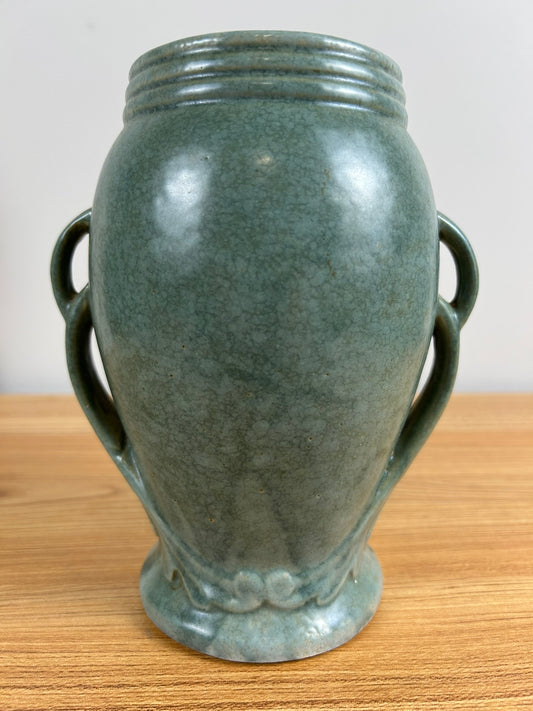 Robinson Ransbottom 1940s Ohio Art Pottery Green Ceramic Vase 187