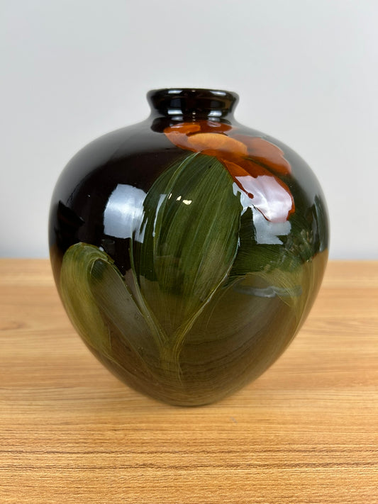 Weller Louwelsa Bulbous Art Pottery Vase Hand Painted Floral Artwork