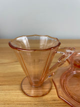 Vintage Cambridge Decagon Pink Depression Glass Sugar Creamer & Tray 1920’s