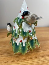 2007 FRANZ CHICKADEE Holiday Beginnings Porcelain Christmas Tree Sculpture NIB