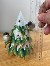 2007 FRANZ CHICKADEE Holiday Beginnings Porcelain Christmas Tree Sculpture NIB