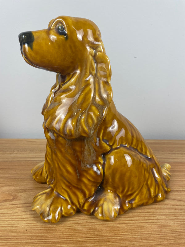 Vintage Royal Haeger sitting Cocker Spaniel dog ceramic 9" statue R 735 USA