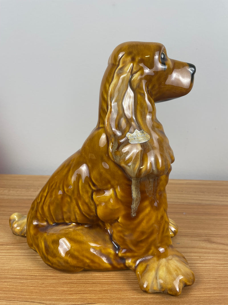 Vintage Royal Haeger sitting Cocker Spaniel dog ceramic 9" statue R 735 USA