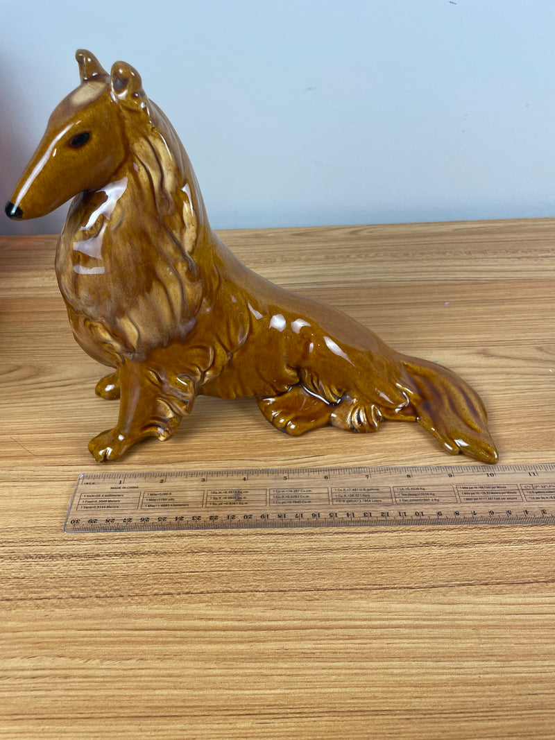 RARE Vintage STUNNING 1940s-1950s Royal Haeger Sitting Collie Dog Figure Glazed