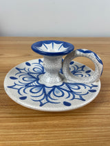 Dedham Pottery The Potting Shed Blue White Pottery Chamberstick