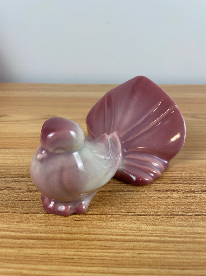 Vintage Royal Copely American Art Pottery Pink Bird Figure With Large Tale