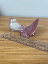 Vintage Royal Copely American Art Pottery Pink Bird Figure With Large Tale