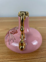 Vintage Le Pere Art Pottery Pottery Pink Jug Hand Painted Gold Accented