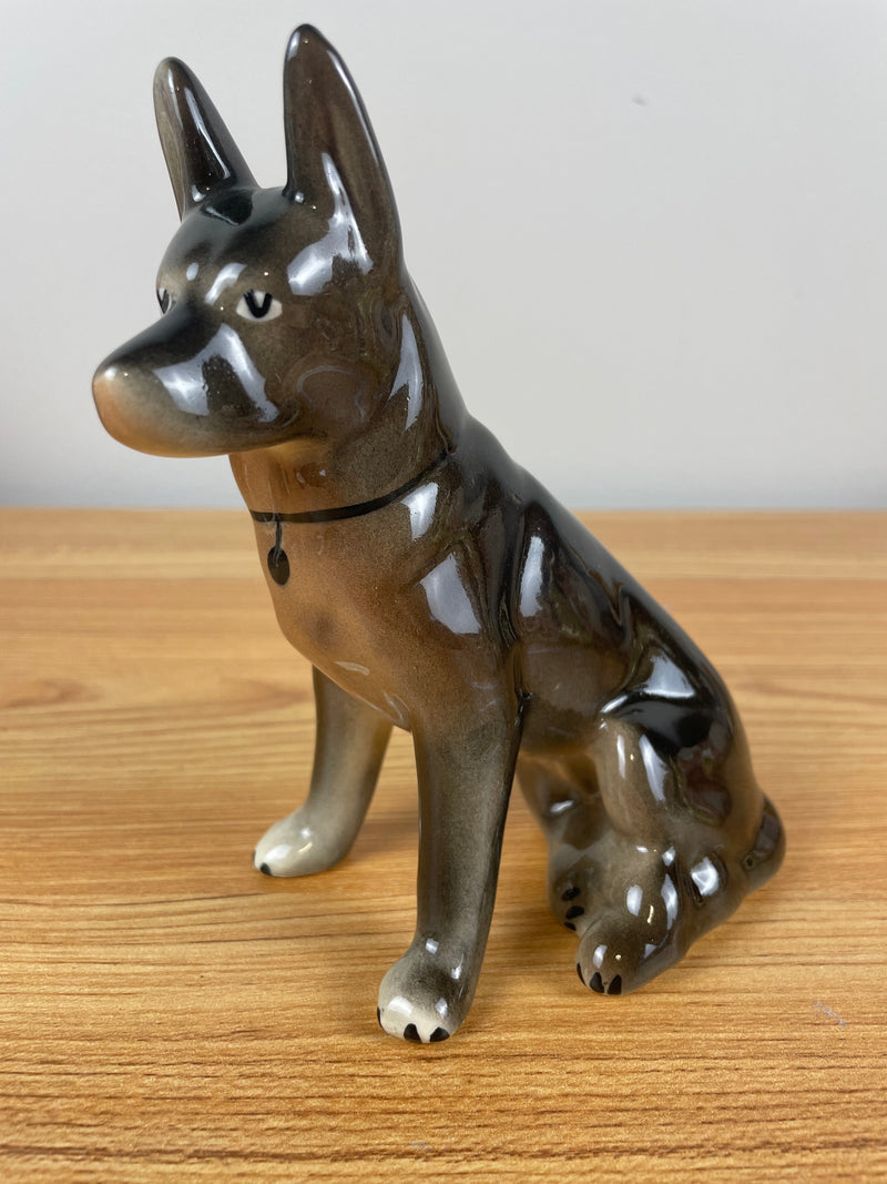 Robert Simmons Vintage Art Pottery German Shepherd Vigilance Dog Figurine