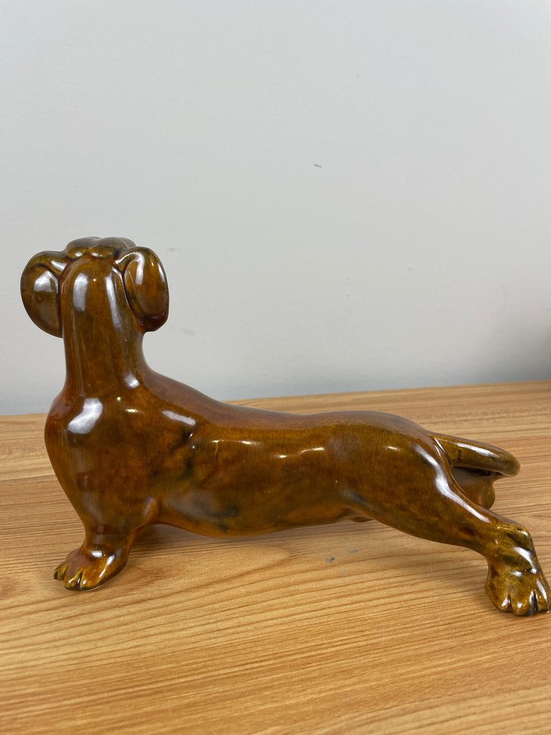 Royal Haeger Brown Dachshund Dog Male Figurine MCM Art Pottery