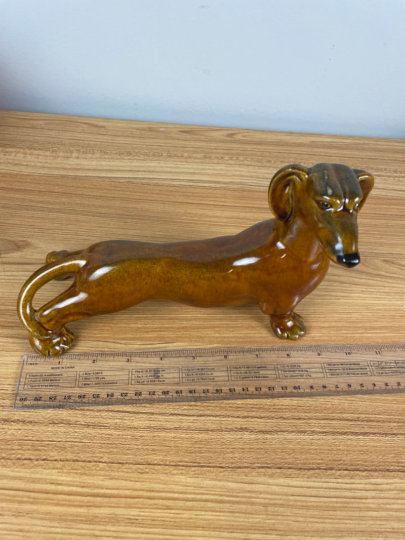 Royal Haeger Brown Dachshund Dog Male Figurine MCM Art Pottery