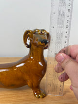 Royal Haeger Brown Dachshund Dog Male Figurine MCM Art Pottery