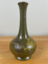 Vintage MCM Royal Haeger Earth Wrap Pottery Bud Vase Olive Green Crackle 7.25”