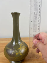 Vintage MCM Royal Haeger Earth Wrap Pottery Bud Vase Olive Green Crackle 7.25”