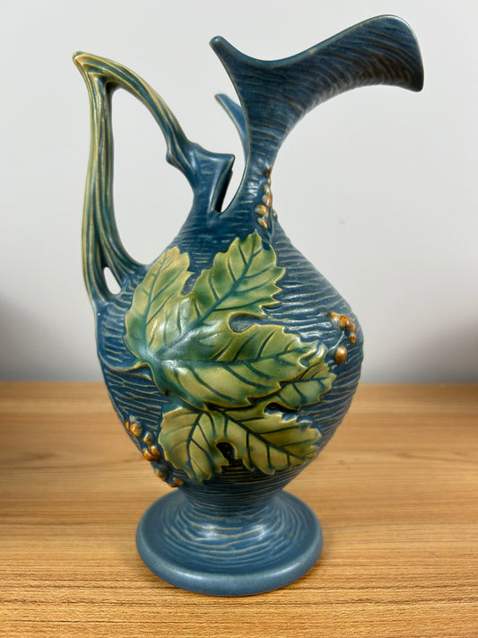 Roseville Art Pottery Bushberry Blue Ewer/ Pitcher #2-10’’ 1941