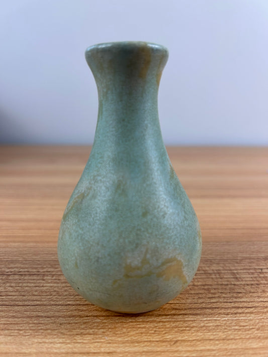 Camark 1920's Art Pottery Small Vase Orange Green Overflow Variant Bud Vase
