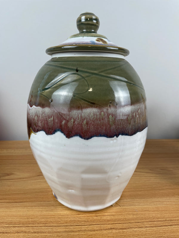 Michael Crumb 1994 Signed Studio Pottery Lidded Vase / Urn  11½" Tall