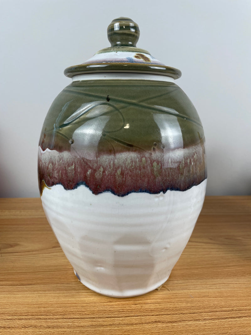 Michael Crumb 1994 Signed Studio Pottery Lidded Vase / Urn  11½" Tall