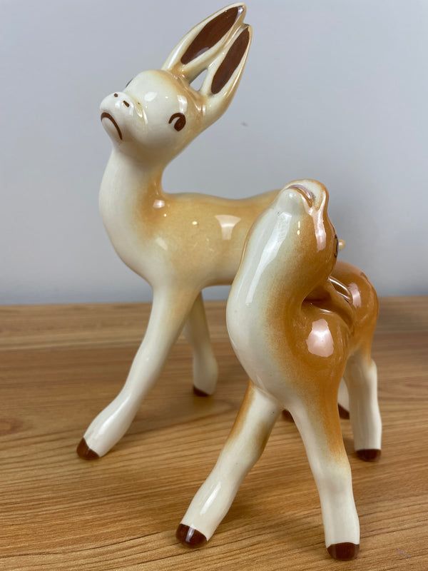 Robert Simmons Deer Me & Sweet Fawn Figurines MCM California Pottery Vintage