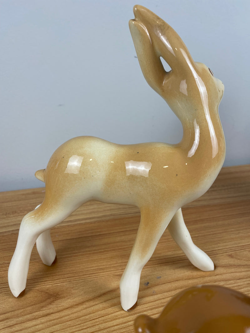 Robert Simmons Deer Me & Sweet Fawn Figurines MCM California Pottery Vintage