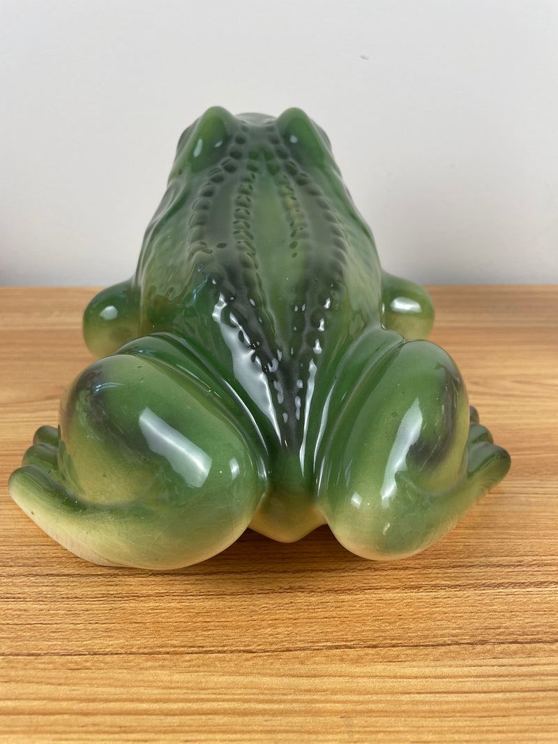 Alpine Art Pottery Roseville OH Large Green Lawn Frog 10" Long 6" Tall